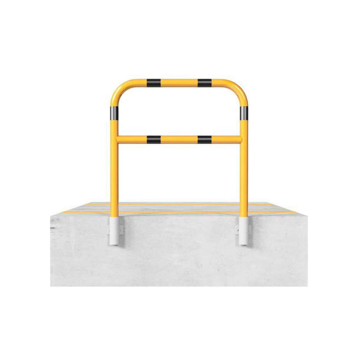 Schutzbügel mit Querholm Ø 60 x 2,5 mm für Wandmontage für Dübelbefestigung gelb / schwarz