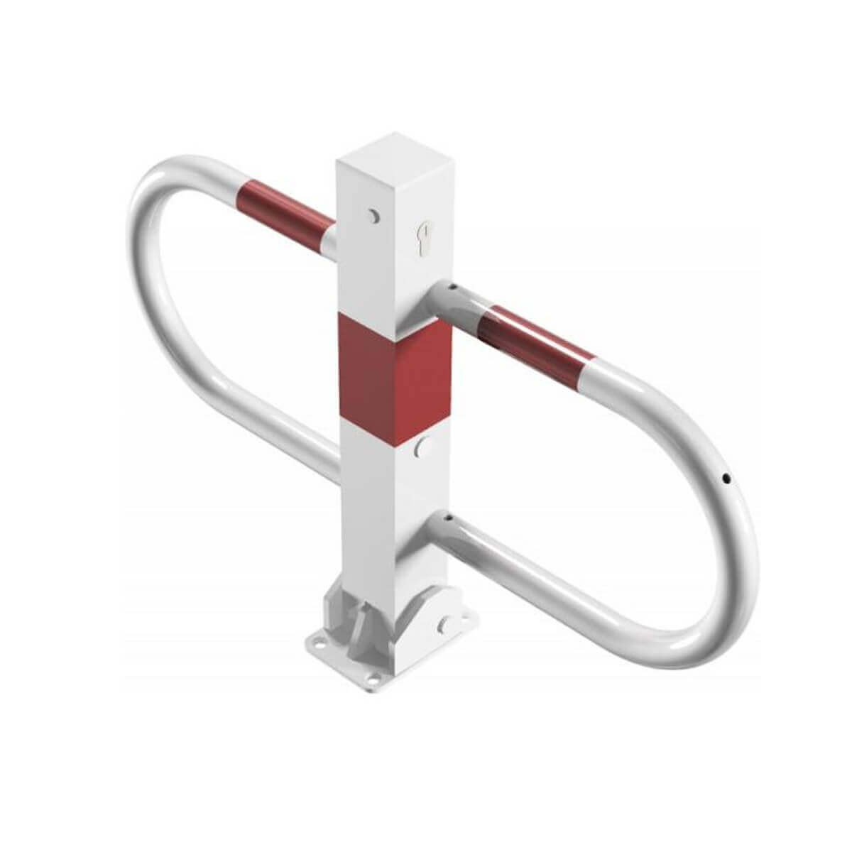 Parkplatzsperre 70 x 70 mm Stahlrohr Überflur 500 mm umlegbar mit Profilzylinderschloss 